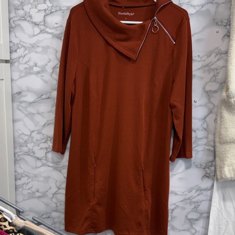 NorthStyle Women's Long Sleeve Rust Dress